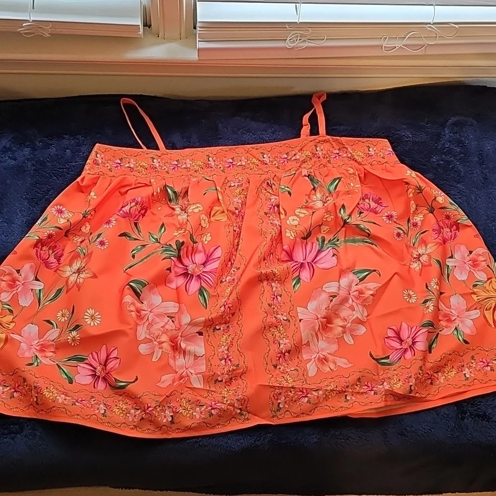 Floral Orange Women's  Crop Top - Picture 5 of 5